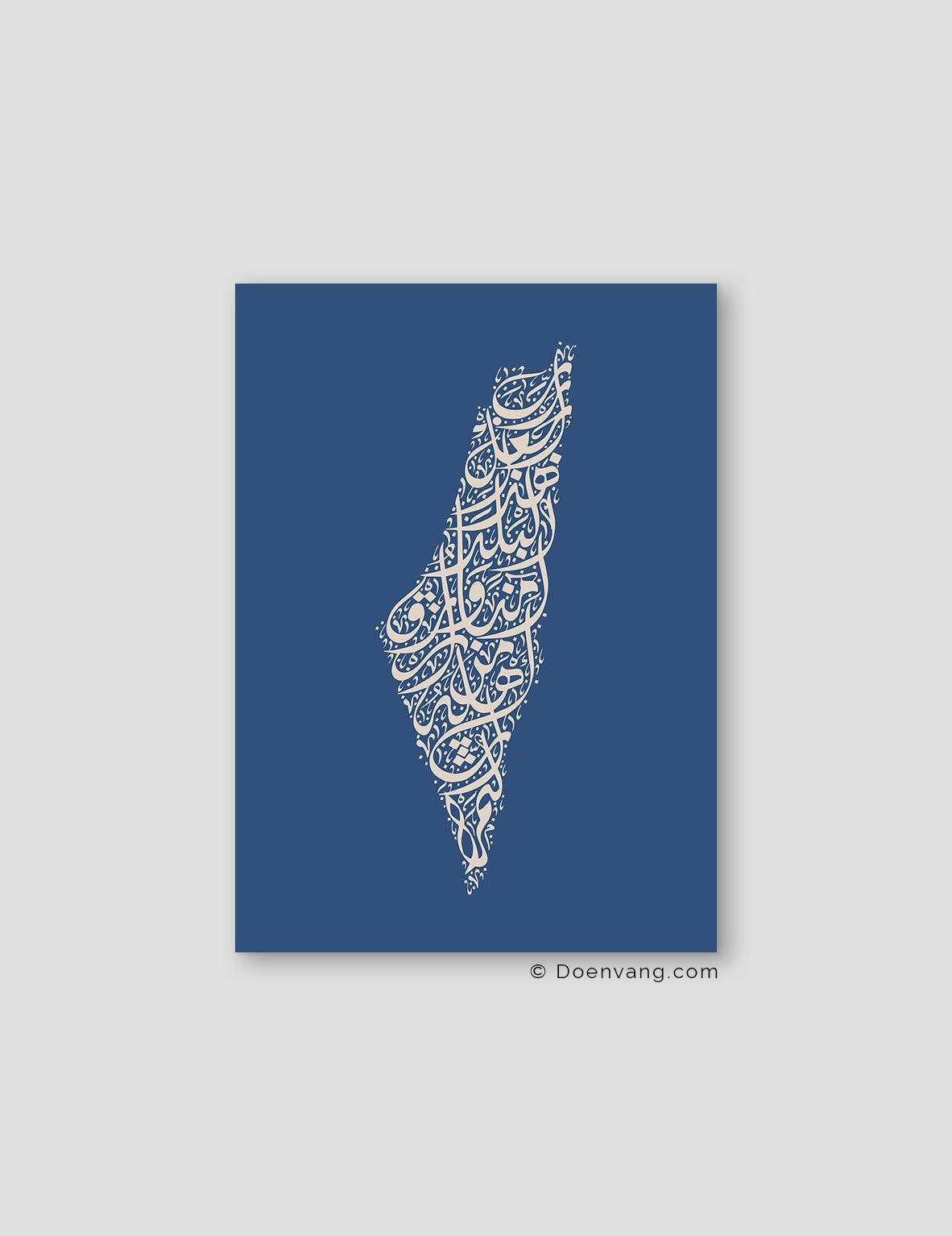 Calligraphy Palestine, Blue / Beige - Doenvang