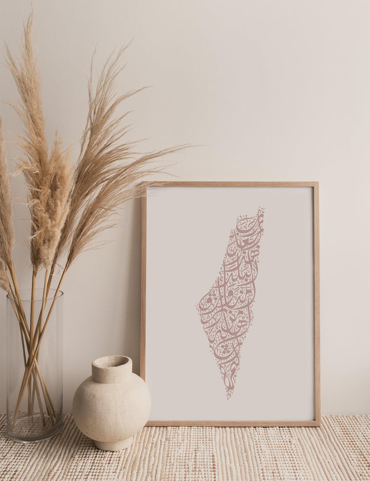 Calligraphy Palestine, White / Pink - Doenvang