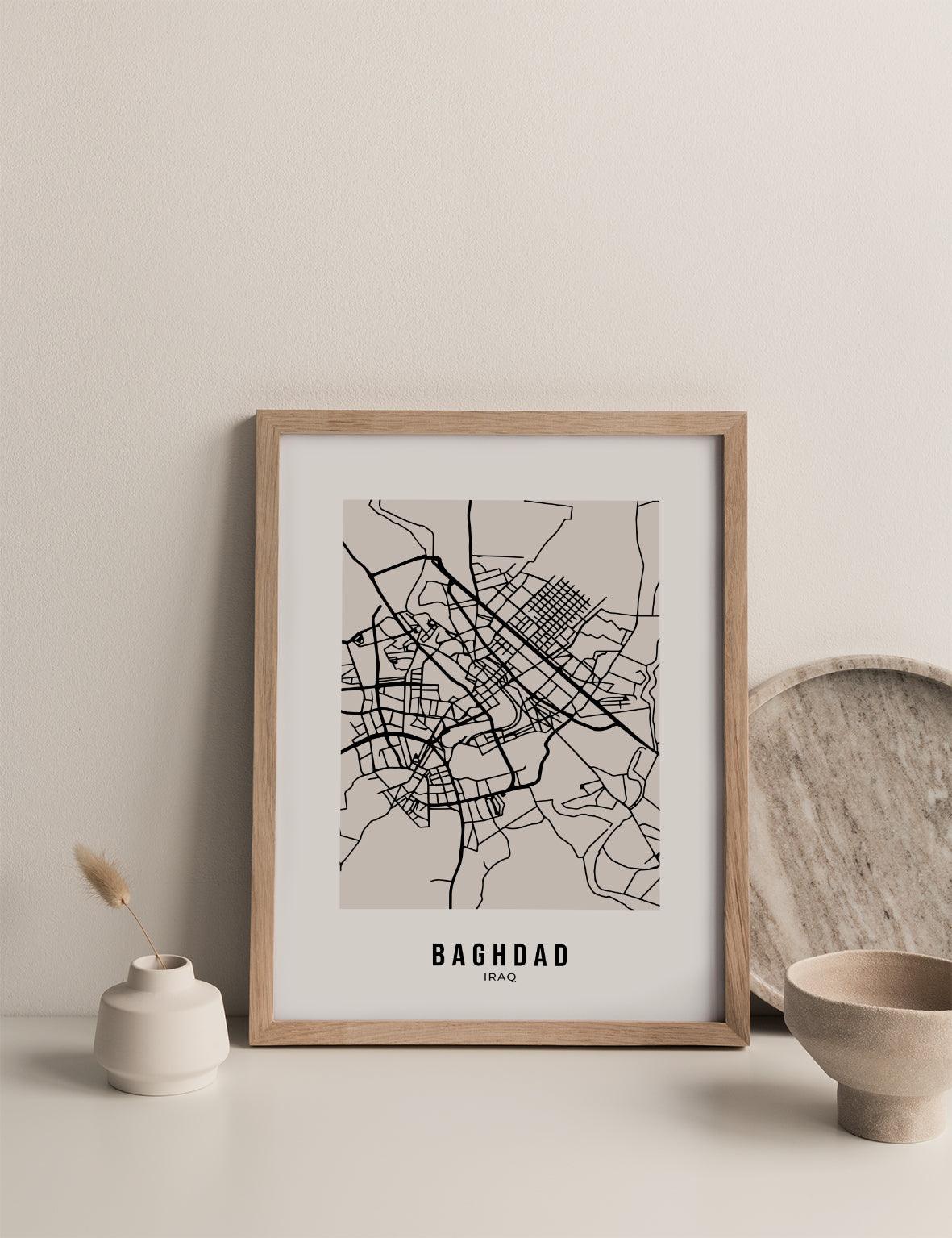 Beige Street Map, Baghdad - Doenvang
