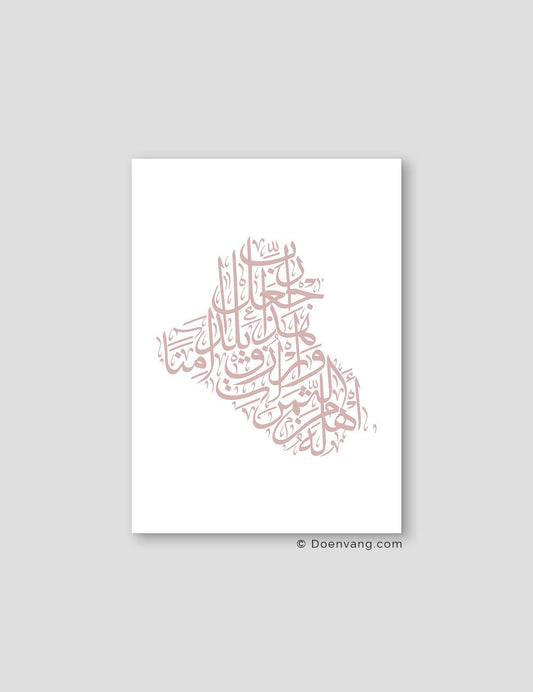 Calligraphy Iraq, White / Pink - Doenvang