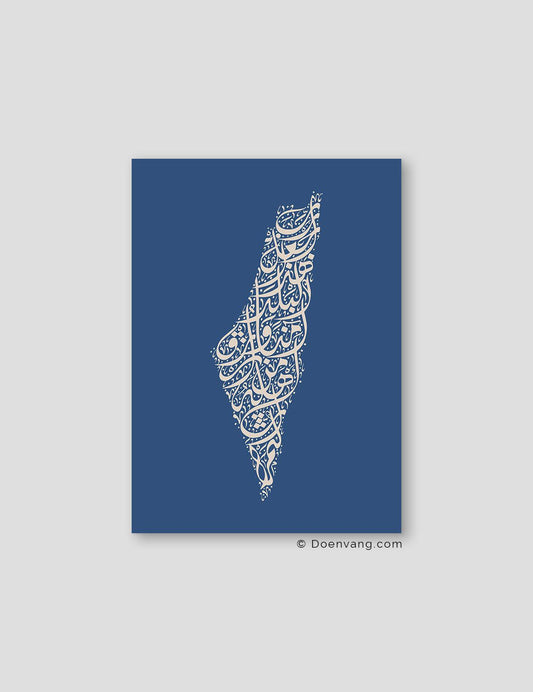 Calligraphy Palestine, Blue / Beige - Doenvang