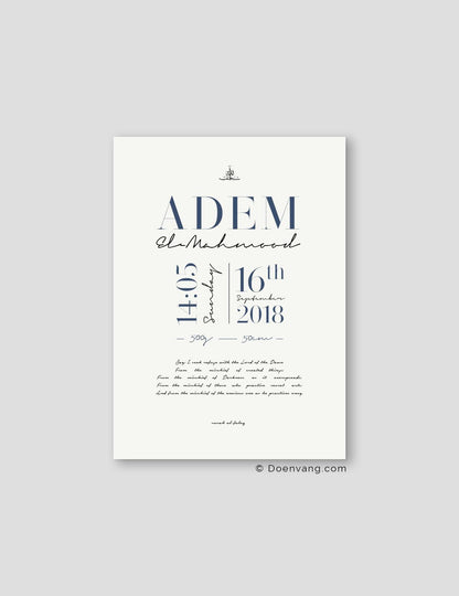 Personalised Birth Poster, Blue - Doenvang